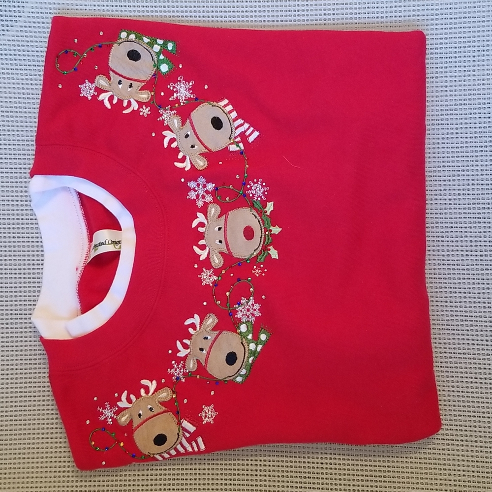 Embroidered reindeer sweatshirt